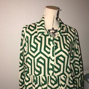 Dress Zara color green and cream